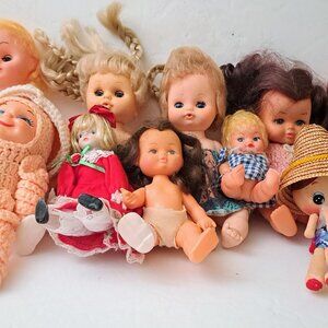 Vintage Lot of 10 Plastic Dolls